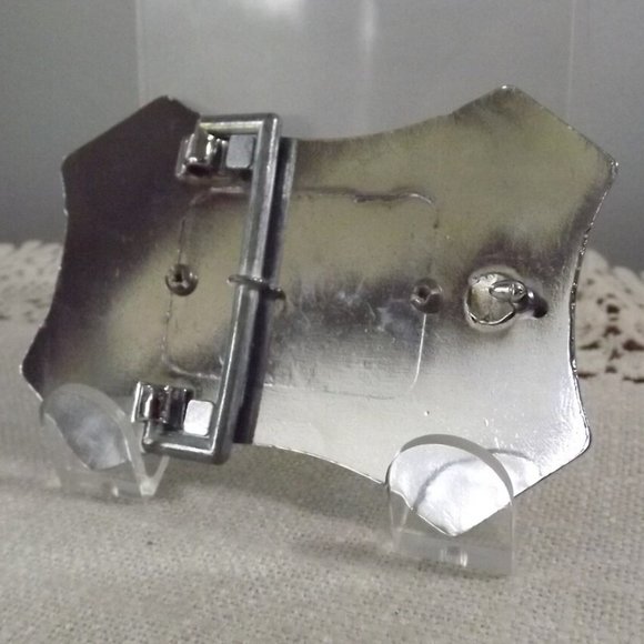 Silver Southwestern Belt Buckle w/ Leather Insert - Picture 5 of 9